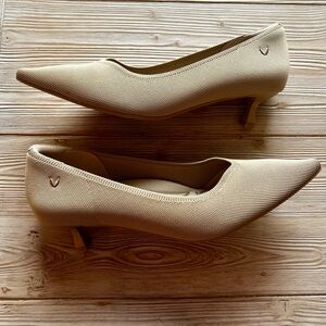 Vivaia “Stella” Pointed Toe Kitten Heels – Nude Beige – Size 43 (US 11.5)